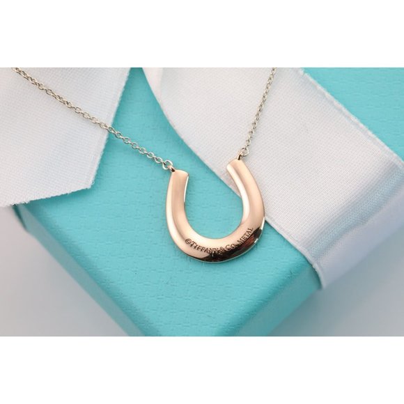 Tiffany & Co. Rubedo Gold Sterling Silver 1837 Horseshoe Pendant 18" Necklace - Picture 4 of 11